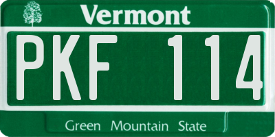 VT license plate PKF114