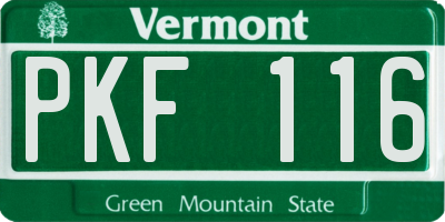 VT license plate PKF116