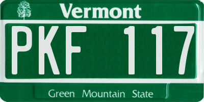 VT license plate PKF117