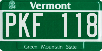 VT license plate PKF118