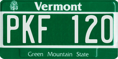 VT license plate PKF120