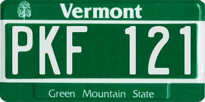 VT license plate PKF121
