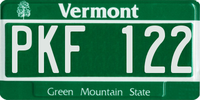 VT license plate PKF122