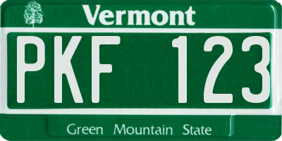 VT license plate PKF123