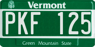VT license plate PKF125