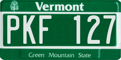 VT license plate PKF127