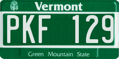VT license plate PKF129
