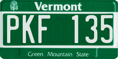 VT license plate PKF135