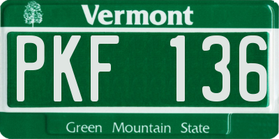 VT license plate PKF136