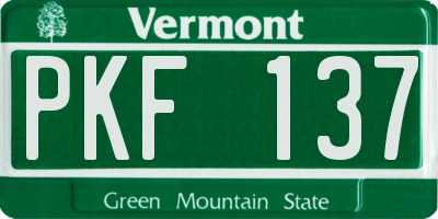 VT license plate PKF137