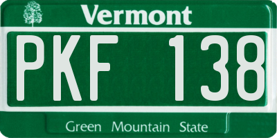 VT license plate PKF138