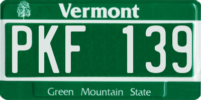 VT license plate PKF139