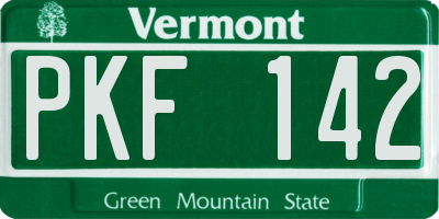 VT license plate PKF142