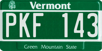 VT license plate PKF143