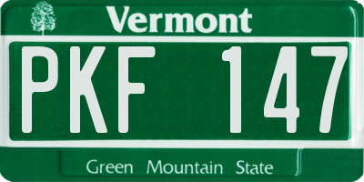 VT license plate PKF147