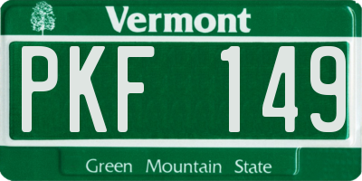 VT license plate PKF149