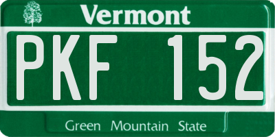 VT license plate PKF152
