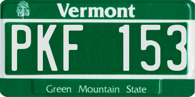 VT license plate PKF153