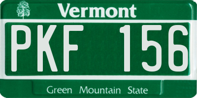 VT license plate PKF156