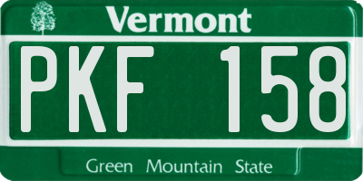 VT license plate PKF158
