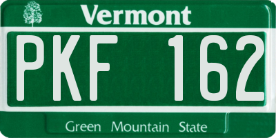 VT license plate PKF162