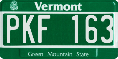 VT license plate PKF163