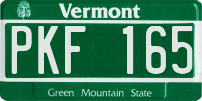 VT license plate PKF165