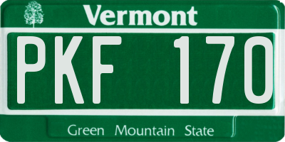 VT license plate PKF170
