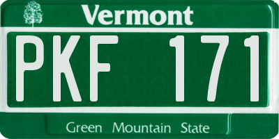 VT license plate PKF171