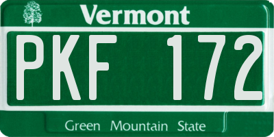 VT license plate PKF172