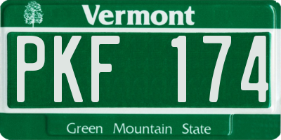 VT license plate PKF174