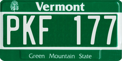 VT license plate PKF177