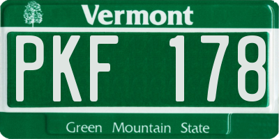 VT license plate PKF178