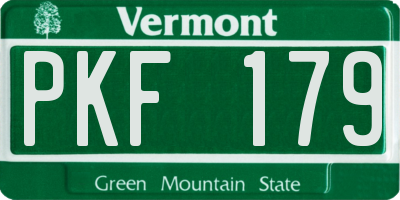 VT license plate PKF179