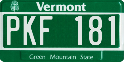VT license plate PKF181