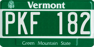 VT license plate PKF182