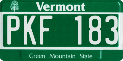 VT license plate PKF183