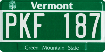 VT license plate PKF187
