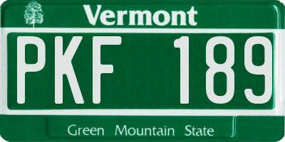VT license plate PKF189