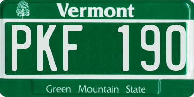VT license plate PKF190