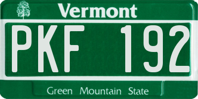 VT license plate PKF192