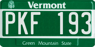 VT license plate PKF193