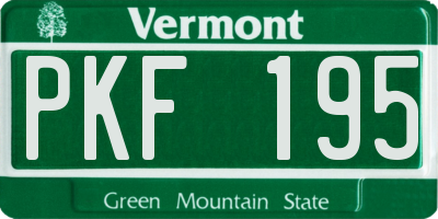 VT license plate PKF195