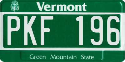 VT license plate PKF196