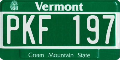 VT license plate PKF197