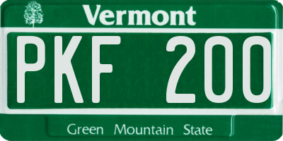 VT license plate PKF200