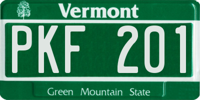VT license plate PKF201