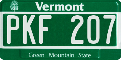VT license plate PKF207