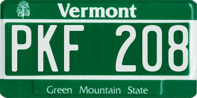 VT license plate PKF208
