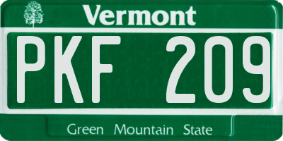 VT license plate PKF209